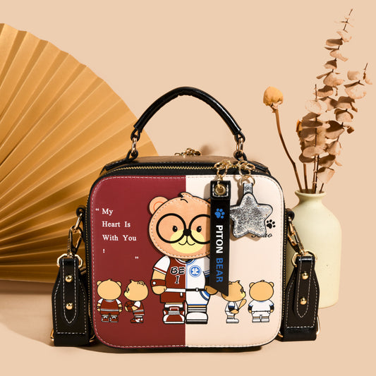 Cartoon Teddy Bear Small Square Bag