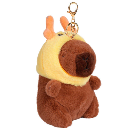 Capybara Deer Hat Plush Keychain